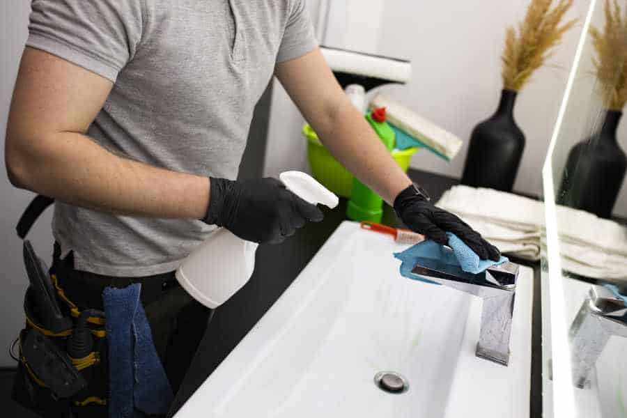 Sanitärreinigung im Badezimmer durch Fachpersonal